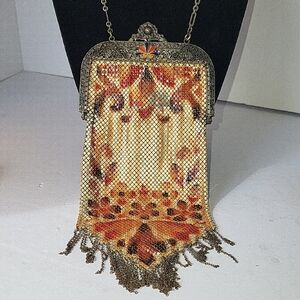 Antique 1920s Multicolor Metal Mesh Mandalian Evening Bag